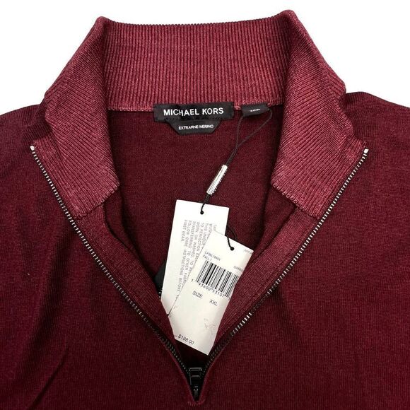 New Michael Kors Men Burgundy Sweatshirt Turtleneck Long Sleeve Sweater US XXL - Picture 6 of 10
